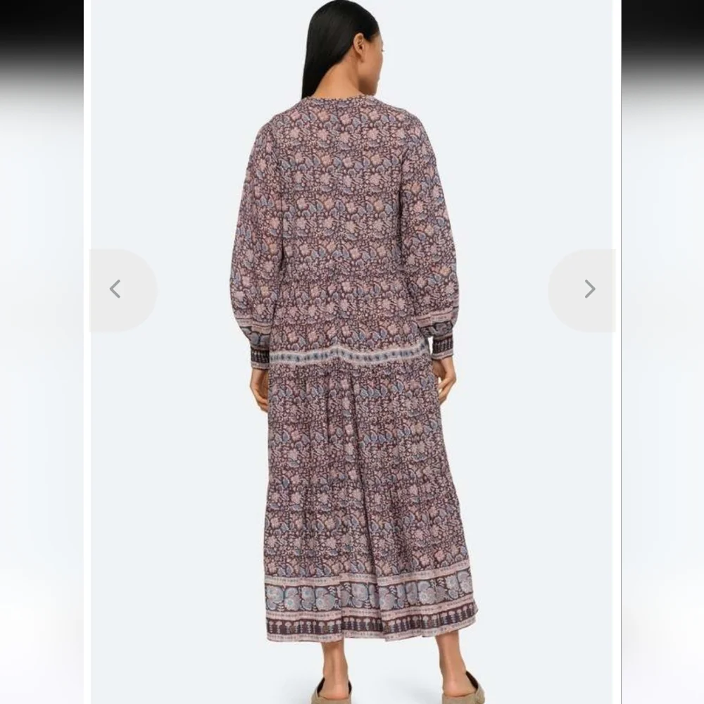 Sea New York Amaki Lilac Whimsical Cottagecore Bohemian Floral Maxi Dress L Bx22 - Picture 3 of 16